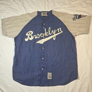 Rare Vintage 90s Mirage Brooklyn Dodgers Jersey Mens Large Blue Pinstripe MLB